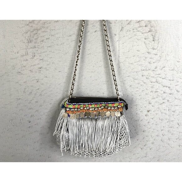 Elliot Mann Handbags - Elliot Mann Purse Beaded Fringe Coin Indie Firefly Boho Art to Wear Retro